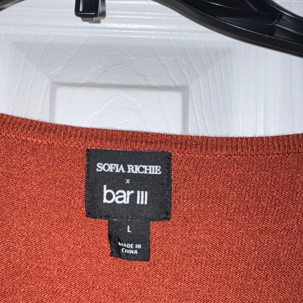 Bar III Rust Long Sleeve Wrap Midi Dress - Picture 2 of 8